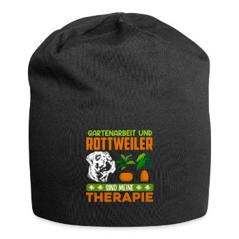 GARTENARBEIT UND ROTTWEILER SIND THERAPIE Rottie - Jersey-Beanie - Schwarz - Vorne