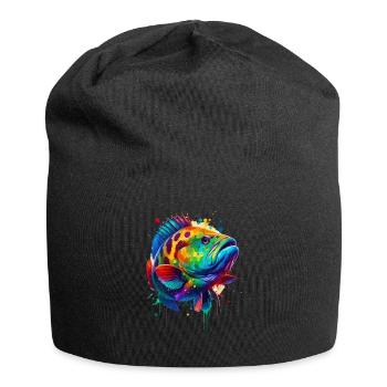 Splash Art coloré mérou poisson bar - Bonnet en jersey - noir - Devant