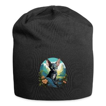 Cornish Rex Kätzchen Cornish Rex Katze - Jersey-Beanie - Schwarz - Vorne