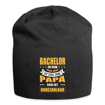 Bachelor Sein Ist Eine Ehre Papa Sein Unbezahlbar - Jersey-Beanie - Schwarz - Vorne