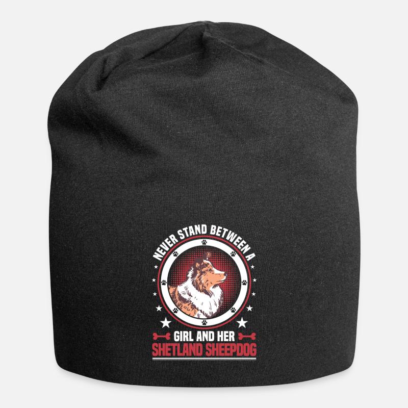 Mädchen und ihr Sheltie Shetland Sheepdog - Jersey-Beanie - Schwarz
