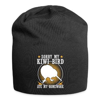 Kiwi bird has eaten homework - Jersey Beanie - black - Front