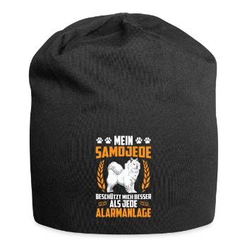 Samoyed protects me sled dog - Jersey Beanie - black - Front