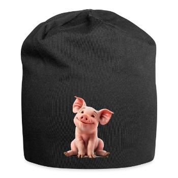 Ferkel sind wie auch der Mensch, Allesfresser - Jersey-Beanie - Schwarz - Vorne