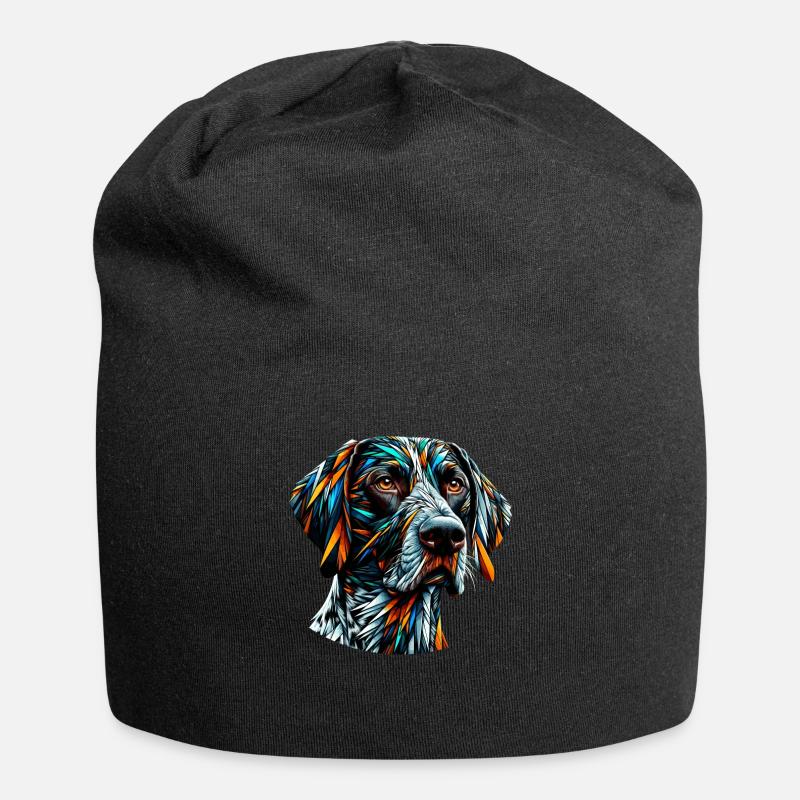 Polygon Art German Shorthaired Pointer Dog GSP - Jersey Beanie - black