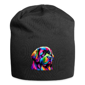 Bunte Pop Art Neufundländer Hund Newfie - Jersey-Beanie - Schwarz - Vorne