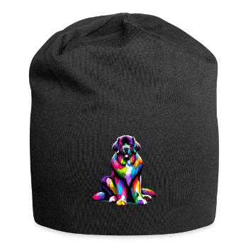 Coloré Pop Art Terre-Neuve chien Newfie - Bonnet en jersey - noir - Devant