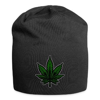 Hanf, Cannabis, Gras, Babak, Bobaz, Cannabisblatt - Jersey-Beanie - Schwarz - Vorne