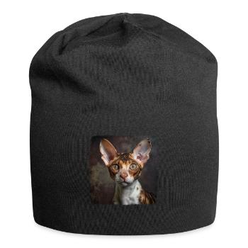 Cornish Rex Kätzchen Cornish Rex Katze - Jersey-Beanie - Schwarz - Vorne