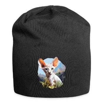 Cornish Rex Kätzchen Cornish Rex Katze - Jersey-Beanie - Schwarz - Vorne