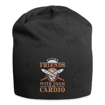 Freunde mit Schaum zu schlagen ist mein Cardio-LARPing - Jersey-Beanie - Schwarz - Vorne
