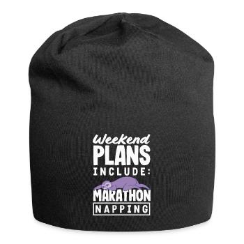 Marathon Napping Sloth Weekend Humor - Jersey-Beanie - Schwarz - Vorne