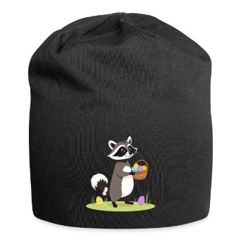 Funny Raccoon Costume Cute Easter Eggs - Jersey Beanie - black - Front