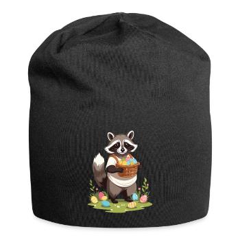 Funny Raccoon Easter Bunny Cute Costume - Jersey Beanie - black - Front