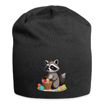 Funny Raccoon Costume Cute Easter Eggs - Jersey Beanie - black - Front
