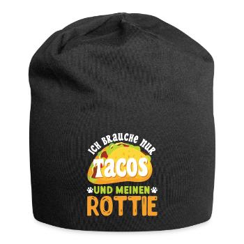 Rottweiler BRAUCHE NUR TACOS UND MEINEN ROTTIE - Jersey-Beanie - Schwarz - Vorne