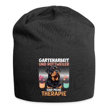 GARTENARBEIT UND ROTTWEILER SIND THERAPIE Rottie - Jersey-Beanie - Schwarz - Vorne