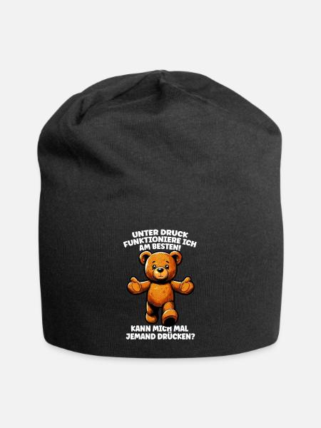 Teddybär Liebe Valentinstag Partner Freundin - Jersey-Beanie - Schwarz