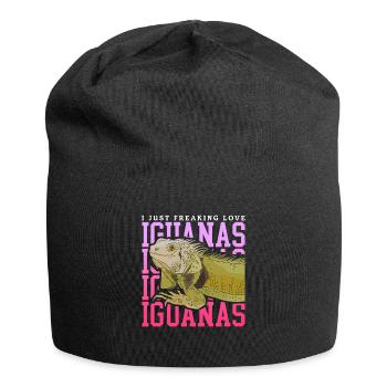 Iguana Lizard Reptile Iguanas Gift - Jersey Beanie - black - Front