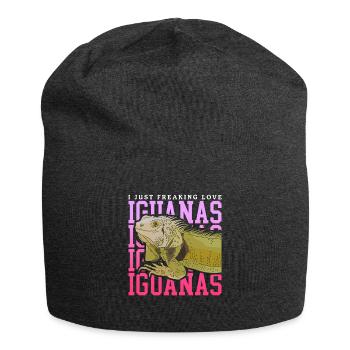 Leguan Eidechse Reptilien Leguane Geschenk - Jersey-Beanie - Anthrazit - Vorne