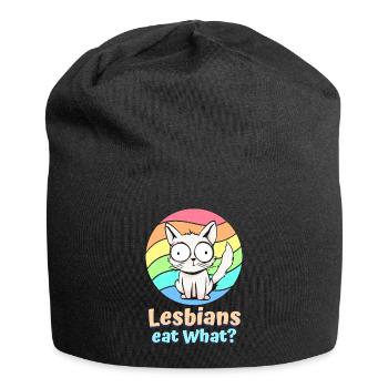 Lesbians Eat What Cat Funny Humor Pun LGBTQ Pride - Jersey Beanie - black - Front