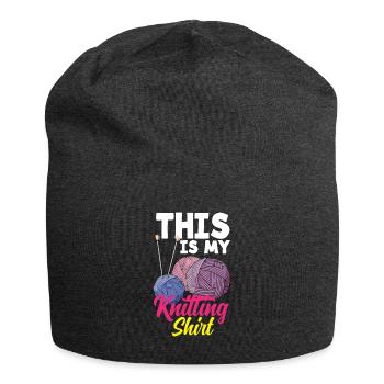 Drôle de tricot à l’aiguille à tricoter cadeau - Bonnet en jersey - charbon - Devant