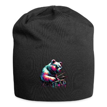 Splash Art Bear Playing Drums Drum Drummer - Jersey Beanie - black - Front