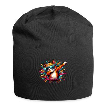 Splash Art Dubbing Katze Sonnenbrille Kätzchen Katzen - Jersey-Beanie - Schwarz - Vorne