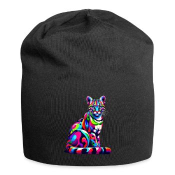 Colorful Pop Art Ocelot Ocelots Dwarf Leopard - Jersey Beanie - black - Front