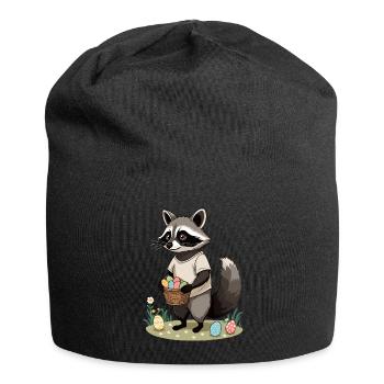 Funny Raccoon Easter Bunny Cute Costume - Jersey Beanie - black - Front