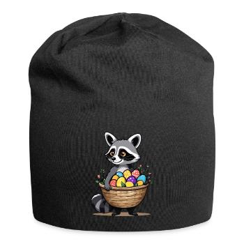 Funny Raccoon Costume Cute Easter Eggs - Jersey Beanie - black - Front