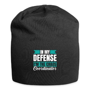 Dad Dad Funny Dad In My Defense - Jersey Beanie - black - Front