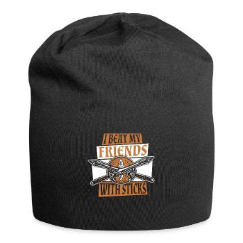 Ich schlage meine Freunde mit Stöcken, LARPing Rüstung - Jersey-Beanie - Schwarz - Vorne