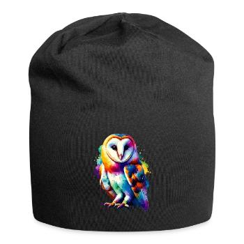 Colorful Splash Art Barn Owl Owls - Jersey Beanie - black - Front