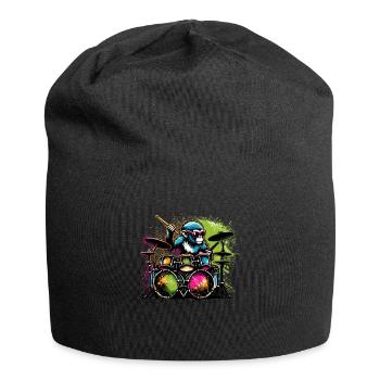 Monkey Playing Drums Drum Drummer Drumming - Jersey Beanie - black - Front