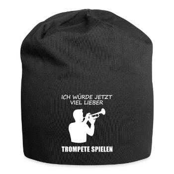 Sehnsucht Trompete – Spielwunsch - Jersey-Beanie - Schwarz - Vorne
