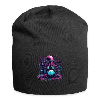 Oktopus Schlagzeug spielen Schlagzeug - Jersey-Beanie - Schwarz - Vorne