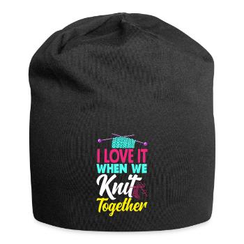 Drôle de tricot à l’aiguille à tricoter cadeau - Bonnet en jersey - noir - Devant