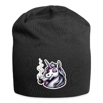 Licorne avec Joint Hemp Cannabis - Bonnet en jersey - noir - Devant