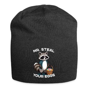 Lustiger Eier Dieb Waschbär Osterhasen Design - Jersey-Beanie - Anthrazit - Vorne