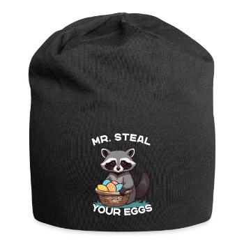Funny Raccoon Eggs Thief Easter Saying - Jersey Beanie - black - Front