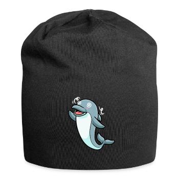 Delfin Emoticon - Jersey-Beanie - Schwarz - Vorne