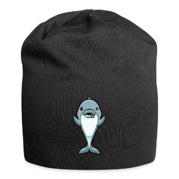 Delfin Emoticon - Jersey-Beanie - Schwarz - Vorne
