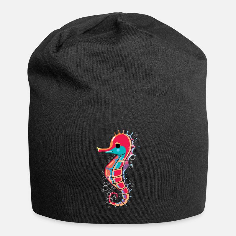Süßes Seepferdchen Ozean Unterwasser - Jersey-Beanie - Schwarz
