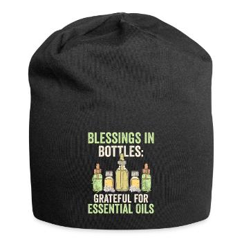 Blessings in Bottles: Grateful for Essential Oils - Jersey Beanie - black - Front