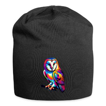 Chouette effraie Pop Art coloré hiboux - Bonnet en jersey - noir - Devant