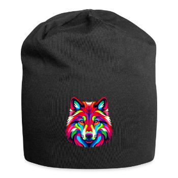 Colorful Pop Art Red Wolf Lover Wolves - Jersey Beanie - black - Front