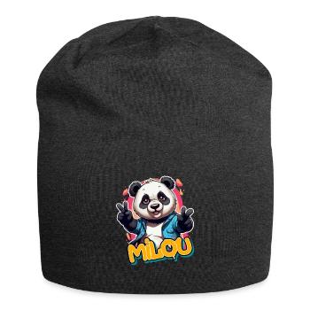 MI LOU - Beau nom de garçon avec Cool Panda - Bonnet en jersey - charbon - Devant