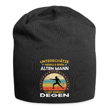 Never underestimate old man with a sword - Jersey Beanie - black - Front