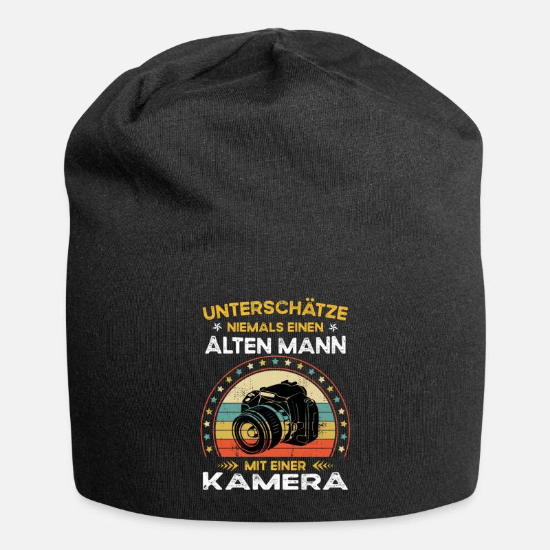 Unterschätze niemals alten Mann mit einer kamera - Jersey-Beanie - Schwarz